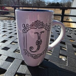 Elegant White "J" Monogrammed Mug